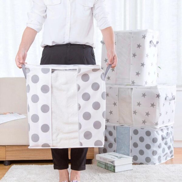 Foldable Storage Bag Organizers, Large Clear Window & Carry Handles, Great for Clothes, Blankets, Closets, Bedrooms, and More