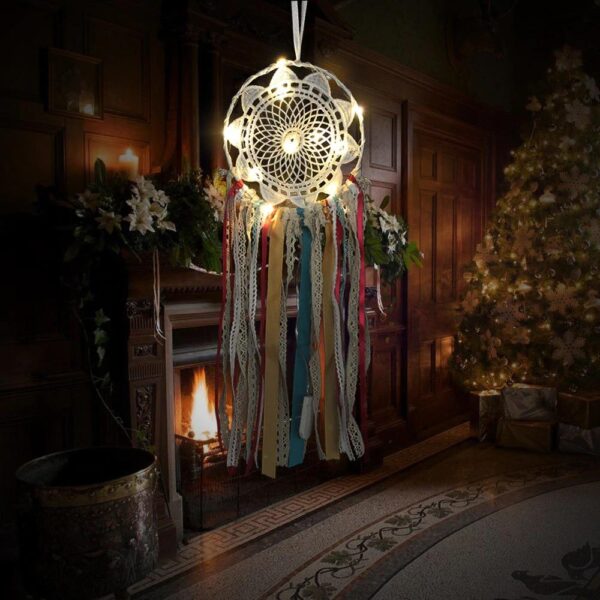 Handmade Dream Catcher with Feathers Night Light Wall Hanging Decoration Room